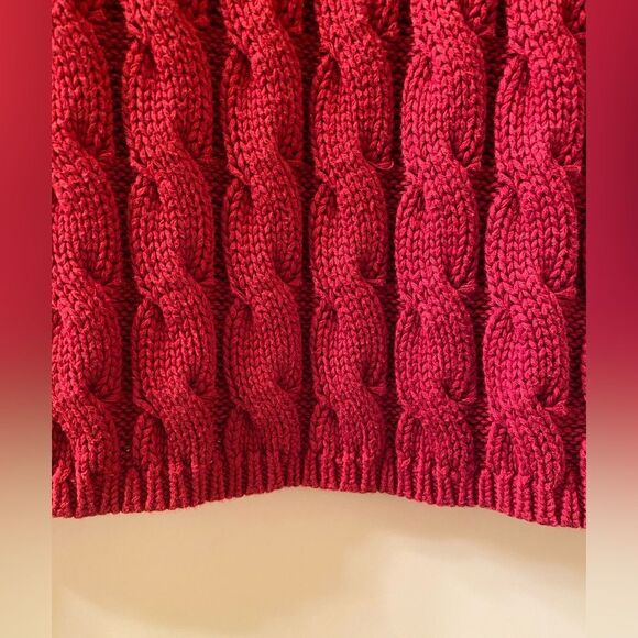 90s Vintage LL Bean Cable Knit Mock Neck Women’s Sweater Size Med 100% Cotton - Picture 2 of 6